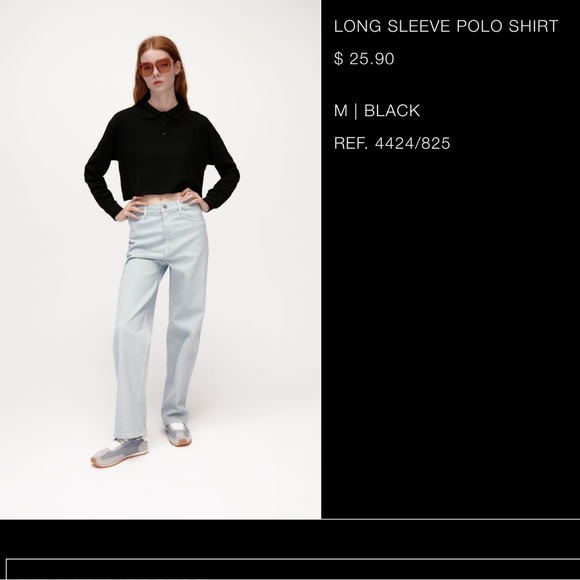 BLACK LONG SLEEVE POLO - Picture 3 of 3